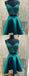 Teal Green Spaghetti Strap Two Piece Lace Satin Homecoming Dresses ,HD0043