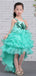 Tiffany Blue Organza Ruffles Tiered High Low Unquie Flower Girl Dresses, FGS134
