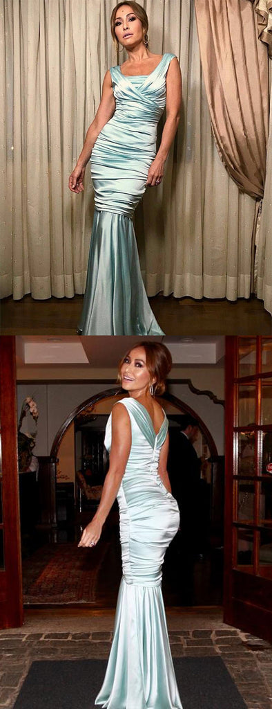 Tiffany Blue Pleating Mermaid Elegant Prom Dresses.PD00233