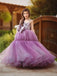 Unique Light Grape Spaghetti Strap Flower Girl Dresses, FGS056