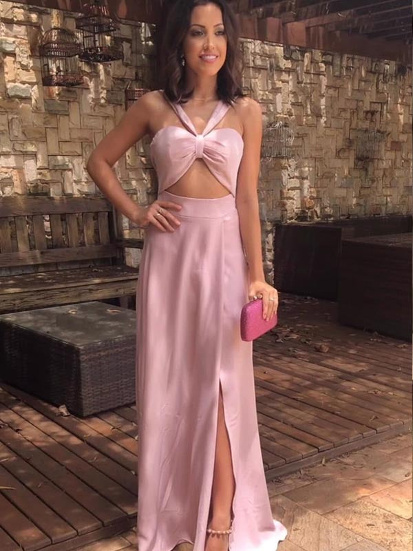 Unique Halter Sweetheart Side Slit A Line Long Evening Prom Dresses, P AlineBridal Unique Halter Sweetheart Side Slit A Line Long Evening Prom Dresses, P AlineBridal