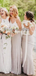 Spaghetti-strap Round-neck Color Block Beads Long Bridesmaid Dress, BD3033