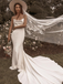 Mermaid Spaghetti Strap Backless Long Wedding Dress, WD3025