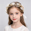 Girls White Flower & Pearl Floral Crown with Ribbon | Flower Girl Wedding Headpiece