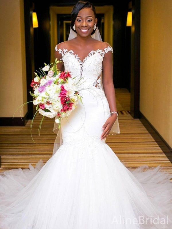 aline mermaid wedding dress Rachel Allan RB5086 A Line Bridal Long Beaded Wedding Dress