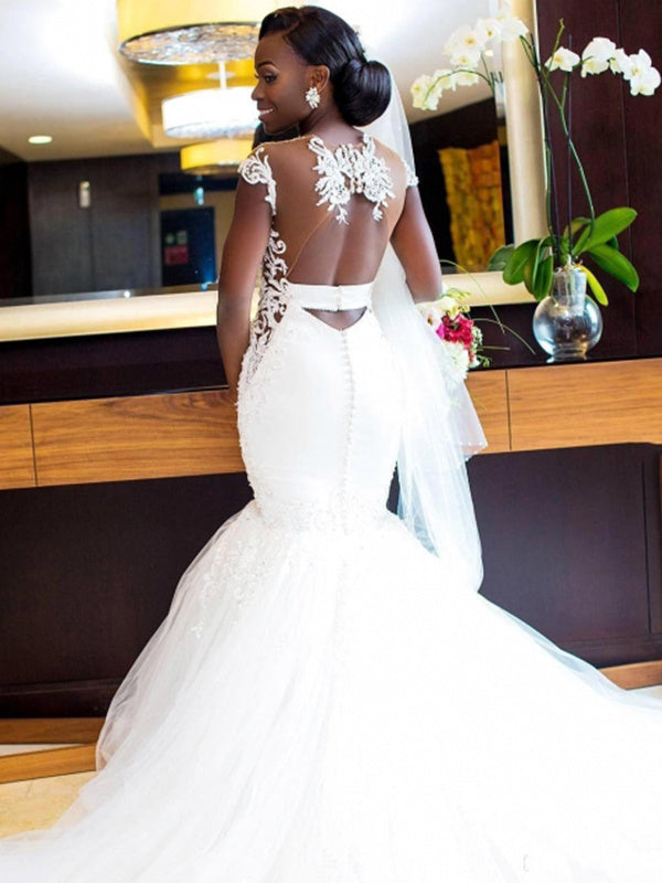 v neck off shoulder wedding dress GL3825 Off-Shoulder Wedding Dress With Choker Train