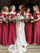 Elegant Off shoulder Sleeveless A-line Long Bridesmaid Dress, PD3168