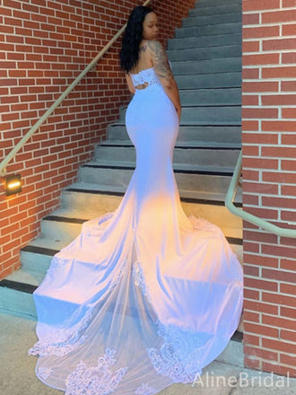 Gorgeous White Sweetheart Strapless Mermaid Long Prom Dress, PD38073
