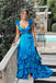 Sexy V-neck Sleeveless Ruffle Aline Floor Length Prom Dress, PD3649