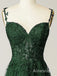 Elegant Green Spaghetti Straps Corset A-line Tulle Prom Dress, Evening Dress, PD3823011