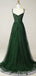 Elegant Green Spaghetti Straps Corset A-line Tulle Prom Dress, Evening Dress, PD3823011
