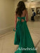 Elegant Teal Blue Satin A-line Maxi Prom Dress with Tie Back, Evening Dress, PD3823031