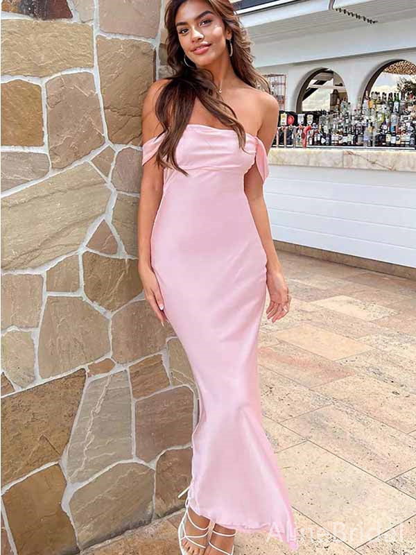 off shoulder dresses simple Elegant Off Shoulder Sleeveless Tea-Length Simple Wedding Dress UQW002 Uniquedresss