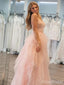 Elegant Pink Strapless A-line Long Prom Dress,PD37652