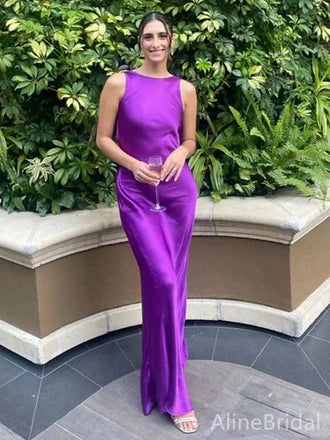 Modest Purple SleevelessLong  Mermaid Evening Dress, Prom Dress, PD381884