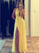 Sexy Deep V-neck Halter Split Side A-line Long Prom Dress,PD381886