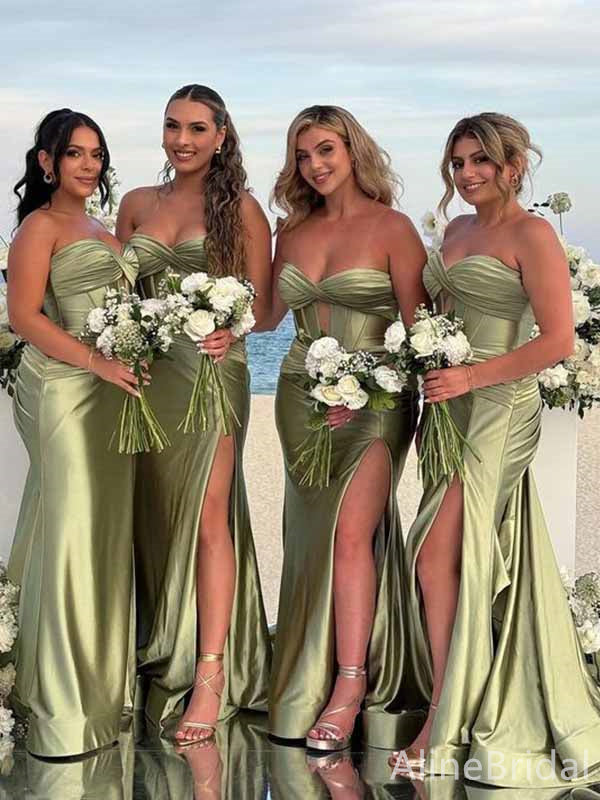 Sexy Green Front-Twist Long Mermaid Bridesmaid Dress with Slit, PD3298 AlineBridal Sexy Green Front-Twist Long Mermaid Bridesmaid Dress with Slit, PD3298 AlineBridal