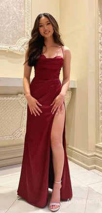 Elegant Sweetheart Red High Slit Long Prom Dress, Evening Dress, PD381916