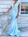 Gorgeous Blue Deep V-neck Split Side A-line Long Prom Dress,PD381918