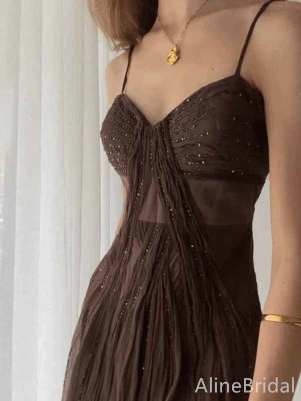 brown tulle prom dress Sparkle Brown Tulle Tea Length Prom Dress cg23439