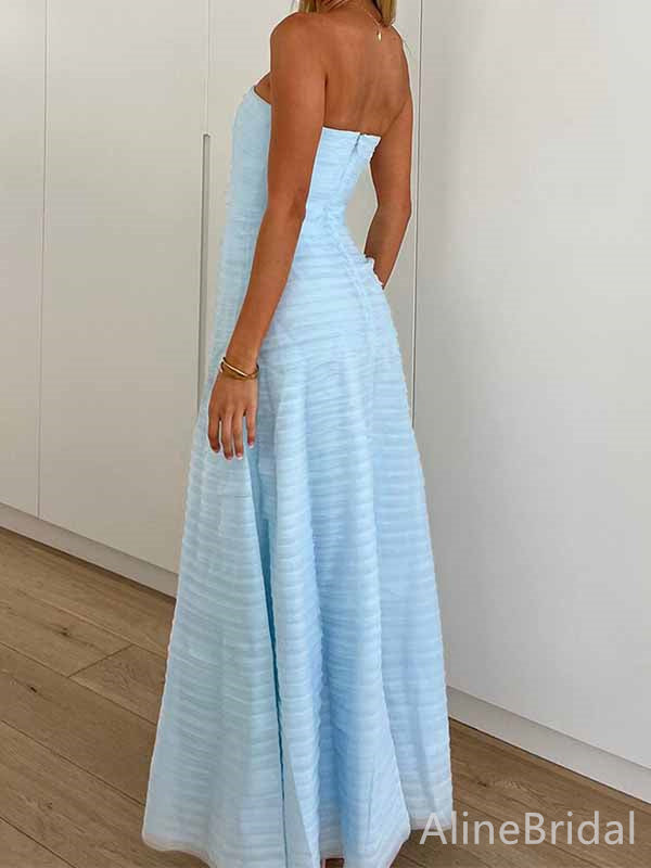 Complex Pinch Pleatd Baby Blue Strapless A-line Long Prom Dress, Eveni AlineBridal Complex Pinch Pleatd Baby Blue Strapless A-line Long Prom Dress, Eveni AlineBridal