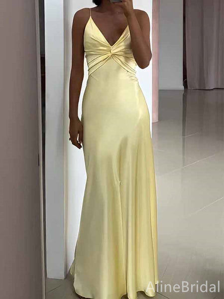 maxi yellow satin dress Elegant Yellow Satin Cutout Mermaid Long Prom Dress, PD382015 – AlineBridal