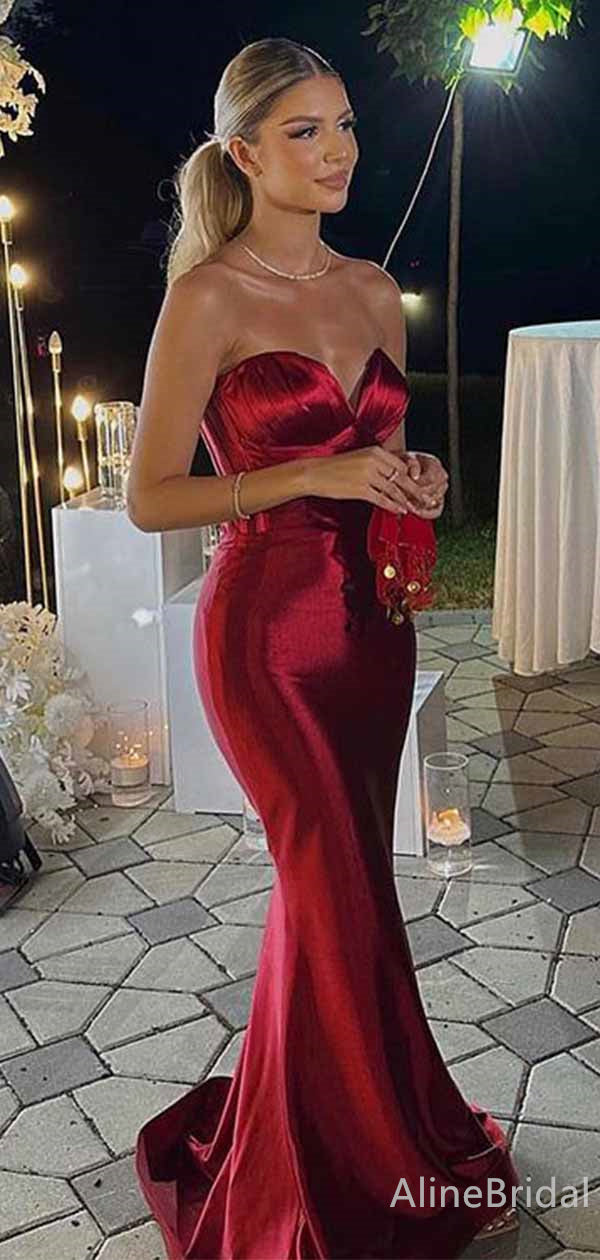 Sexy Red Strapless Long Mermaid Prom Dress, Evening Dress, PD382026 AlineBridal Sexy Red Strapless Long Mermaid Prom Dress, Evening Dress, PD382026 AlineBridal