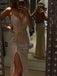 Sexy V-neck Sleeveless Side Slit Mermaid Floor Length Prom Dress, PD3668