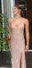 Elegant Spaghetti Strap A-line Split Side Long Prom Dress,PD3762