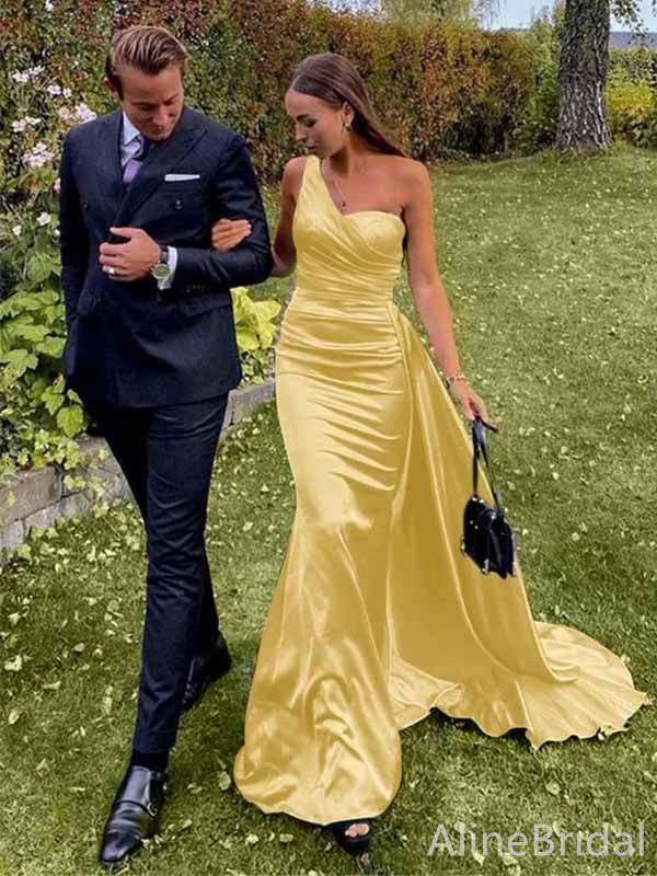 Elegant Yellow One-Shoulder Long Mermaid Prom Dress, Evening Dress, PD AlineBridal Elegant Yellow One-Shoulder Long Mermaid Prom Dress, Evening Dress, PD AlineBridal