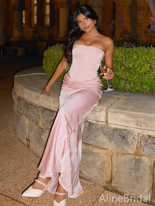 Elegant Pink Strapless Corset Long Prom Dress with Lace-Up Back, Eveni AlineBridal Elegant Pink Strapless Corset Long Prom Dress with Lace-Up Back, Eveni AlineBridal