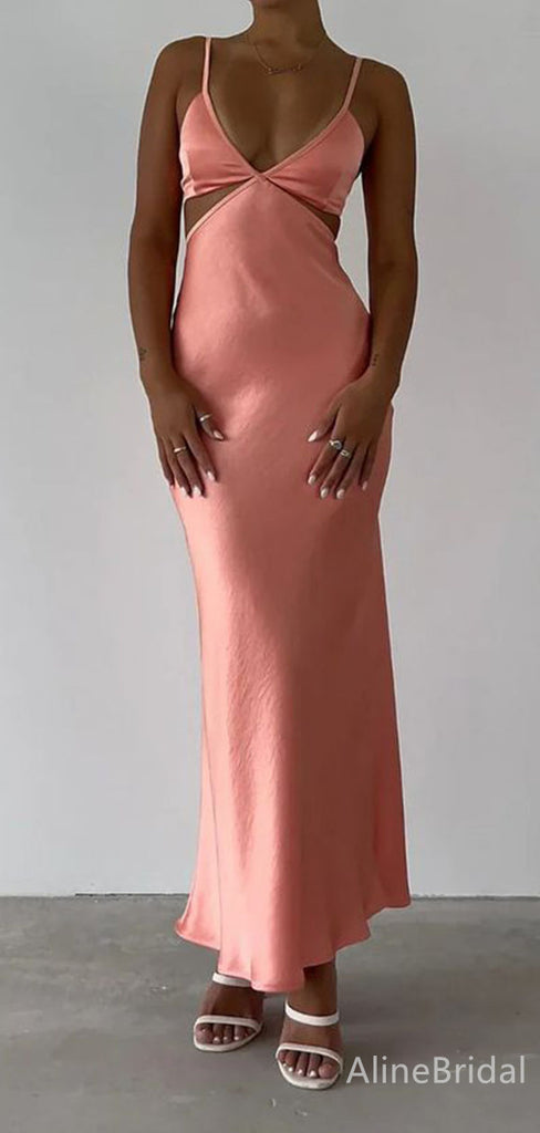 Gorgeous V-neck Spaghetti Strap A-line Long Prom Dress,Evening Dress,PD382168