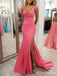 Elegant V-neck Spaghetti Strap Side Slit Mermaid Long Prom Dress,Evening Dress,PD382174