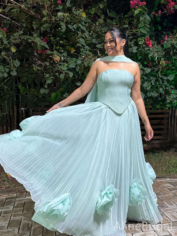 Elegant Pastel Blue Strapless Corset A-line Long Tulle Prom Dress, Eve AlineBridal Elegant Pastel Blue Strapless Corset A-line Long Tulle Prom Dress, Eve AlineBridal