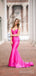 Stunning Pink Strapless Lace Up Back Bodycon Long Mermaid Prom Dress, Evening Dress, PD3822984