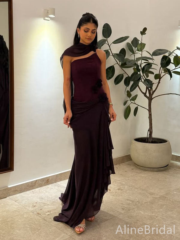 Elegant One Shoulder Mermaid Long Prom Dress,Evening Dress,PD382184