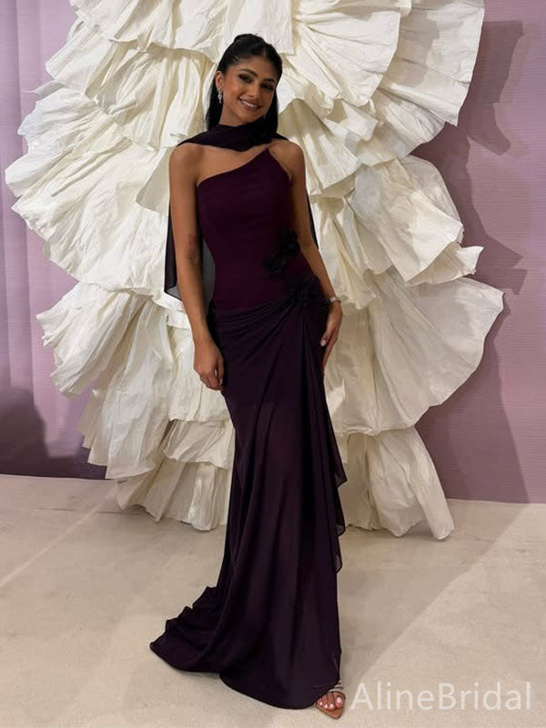 Elegant One Shoulder Mermaid Long Prom Dress,Evening Dress,PD382184