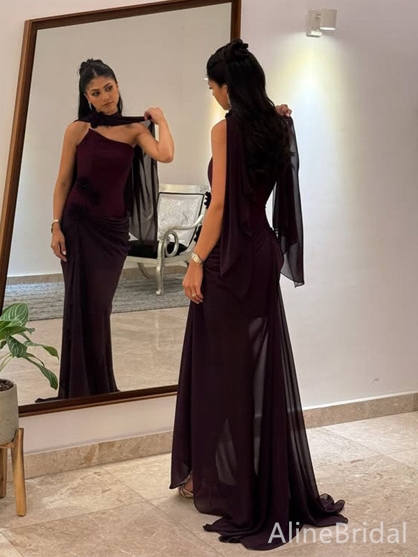 Elegant One Shoulder Mermaid Long Prom Dress,Evening Dress,PD382184