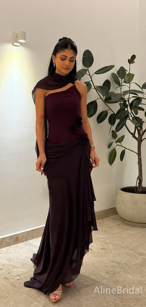 Elegant One Shoulder Mermaid Long Prom Dress,Evening Dress,PD382184