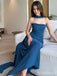 Premium Navy Strapless Neckline Flutter Straps Mermaid Long Prom Dress,Evening Dress,PD382191