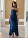 Premium Navy Strapless Neckline Flutter Straps Mermaid Long Prom Dress,Evening Dress,PD382191