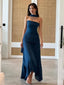Premium Navy Strapless Neckline Flutter Straps Mermaid Long Prom Dress,Evening Dress,PD382191
