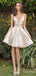 Elegant Spaghetti Strap V-neck A-line Short Mini Homecoming Dress, HD3159