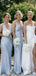 Simple V-neck Spaghetti Strap Mermaid Long Bridesmaid Dress,PD3224