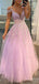 Gorgeous V-neck Spaghetti Strap Off-Shoulder Lace A-line Long Prom Dress,Evening Dress,PD382192