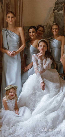 Elegant One Shoulder Mermaid Long Bridesmaid Dress,PD3225