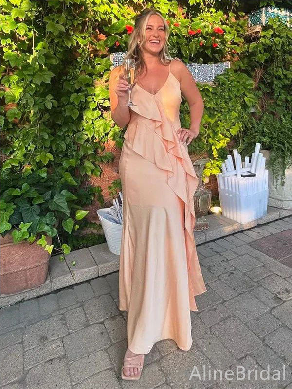 Elegant V-neck Spaghetti Strap Mermaid Long Prom Dress,Evening Dress,PD382207