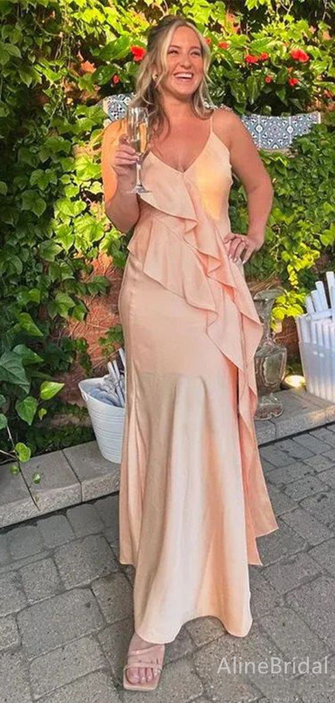 Elegant V-neck Spaghetti Strap Mermaid Long Prom Dress,Evening Dress,PD382207