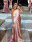 Premium Pink One Shoulder Mermaid Pleats Long Prom Dress,Evening Dress,PD382210