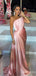 Premium Pink One Shoulder Mermaid Pleats Long Prom Dress,Evening Dress,PD382210